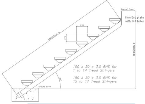 steel stringer size chart